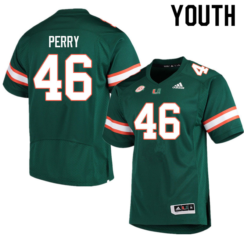 Youth #46 Devon Perry Miami Hurricanes College Football Jerseys Sale-Green